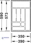 Preview: Besteckeinsatz schwarz, zuschneidbar, für eine Korpusbreite von 450 mm. Tiefe 573 bis 590 mm.