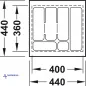 Preview: Schubkasteneinsatz weiß, zuschneidbar, für eine Korpusbreite von 500 mm. Tiefe 360 bis 440 mm.