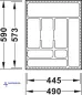 Preview: Besteckeinsatz weiß, zuschneidbar, für eine Korpusbreite von 550 mm. Tiefe 573 bis 590 mm.