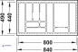 Preview: Schubkasteneinsatz weiß, zuschneidbar, für eine Korpusbreite von 900 mm. Tiefe 440 bis 490 mm.