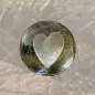 Preview: Kristallglaskugel lupenrein mit einem gelasertem Herz in der Mitte, Glaskugeldurchmesser 50 mm.