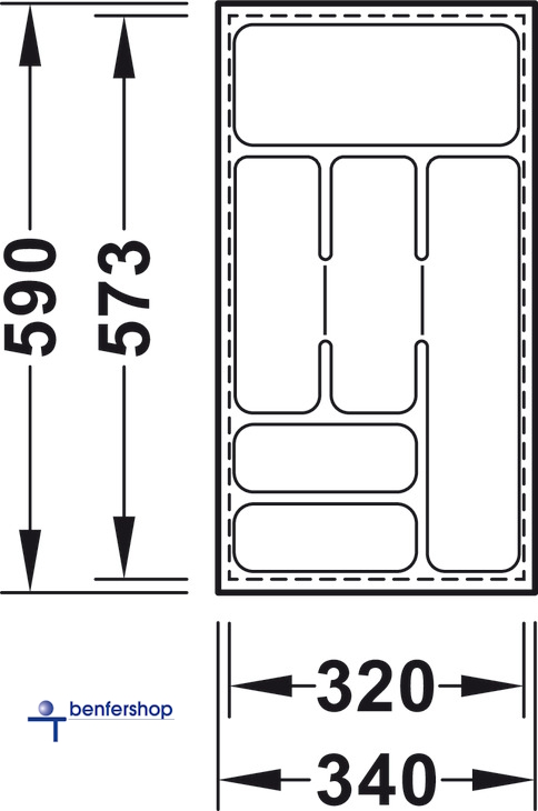 Besteckeinsatz schwarz, zuschneidbar, für eine Korpusbreite von 400 mm. Tiefe 573 bis 590 mm.
