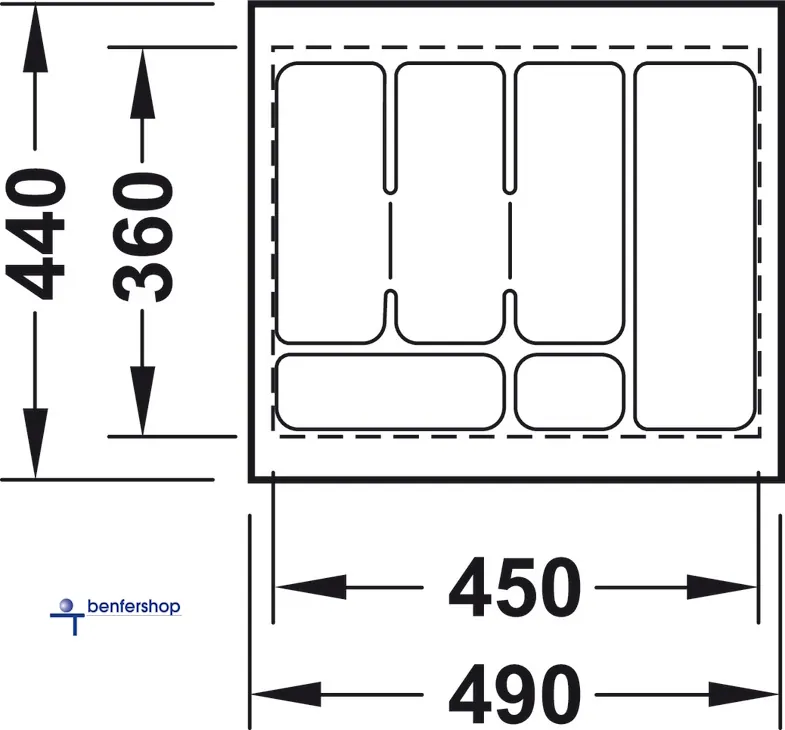 Schubkasteneinsatz schwarz, zuschneidbar, für eine Korpusbreite von 550 mm. Tiefe 360 bis 440 mm.