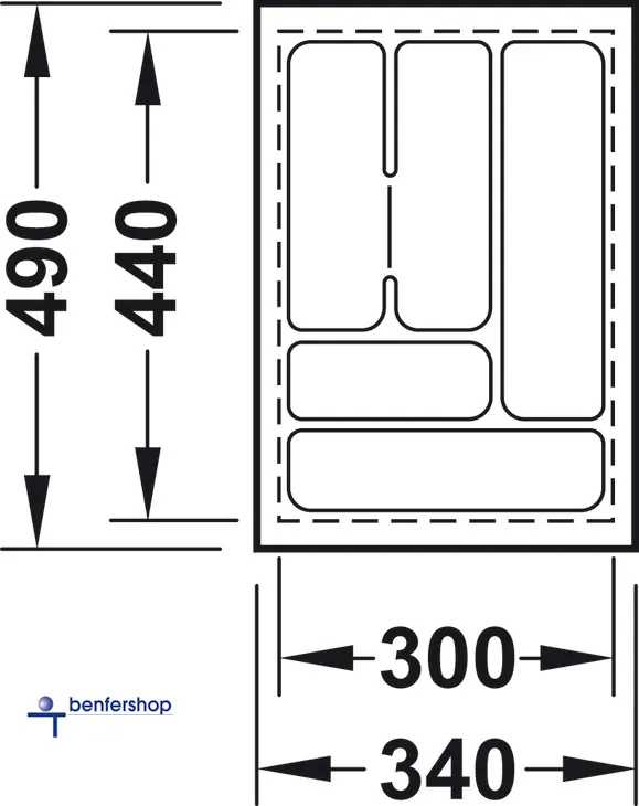 Schubkasteneinsatz weiß, zuschneidbar, für eine Korpusbreite von 400 mm. Tiefe 440 bis 490 mm.