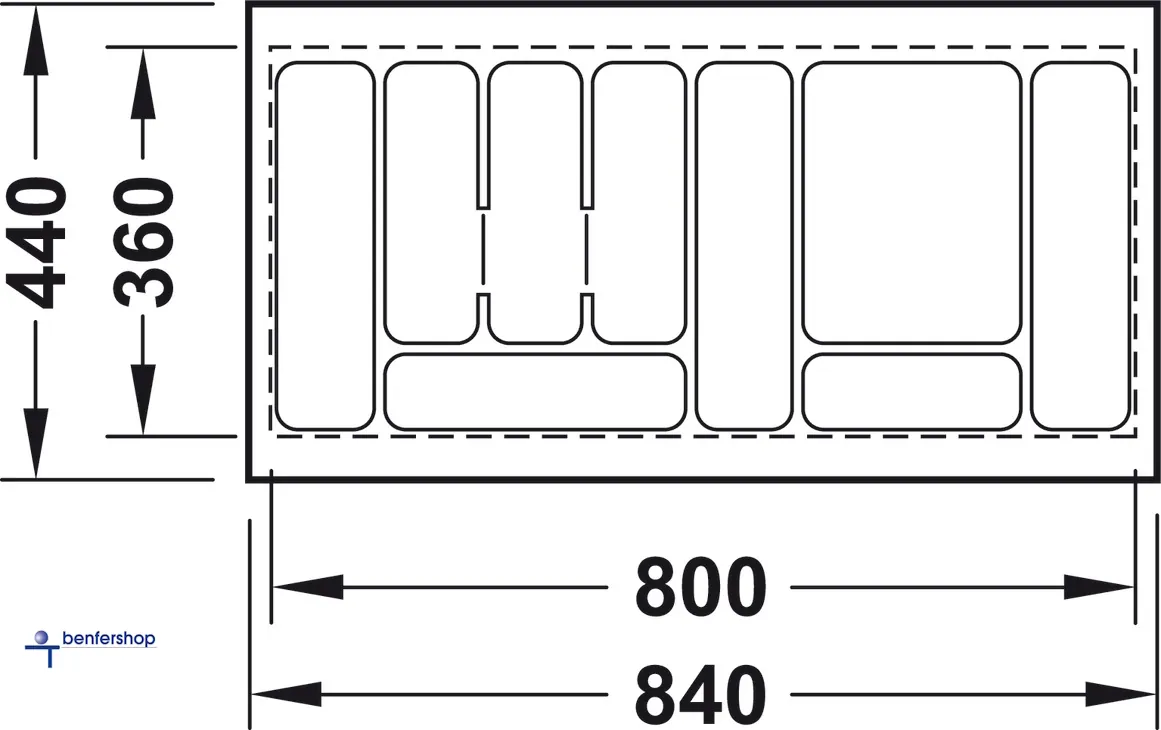 Schubkasteneinsatz weiß, zuschneidbar, für eine Korpusbreite von 900 mm. Tiefe 360 bis 440 mm.