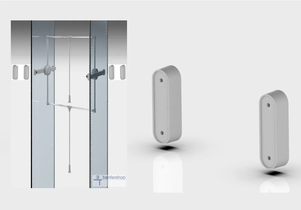 Distanzplatten für den drehbaren Kleider-Doppellift, bei der Montage hinter Schiebetüren oder einem Türeinstand bei Drehtüren.