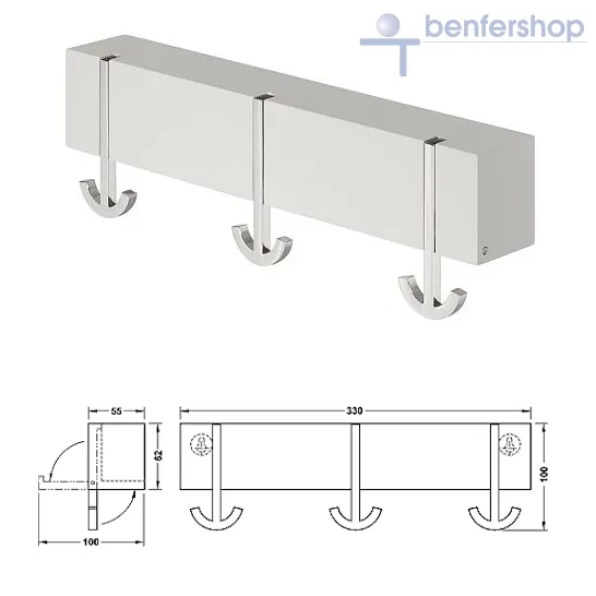 Klapphakengarderobe mit drei Kleiderhaken, bzw Kleiderstangen.