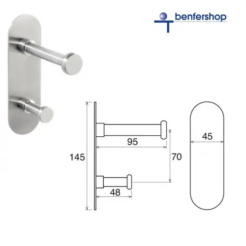 Doppel-Wandhaken mit ovaler Wandrosette.