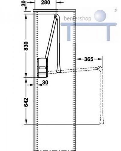 Garderobenlift 120 cm - Montage an der Rückwand