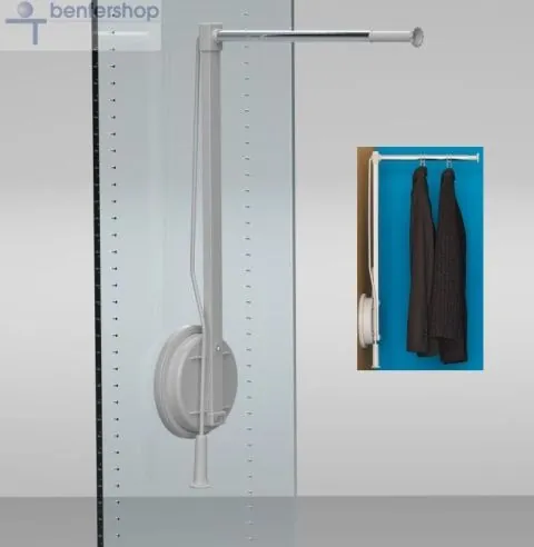 Einseitiger Kleiderlift, Montage an der linken Schrankseite.