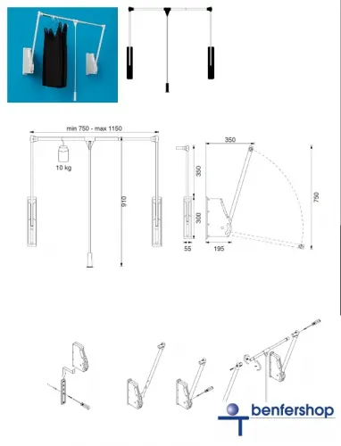 Walllift - Kleiderlift für die Montage auf einer Wand.