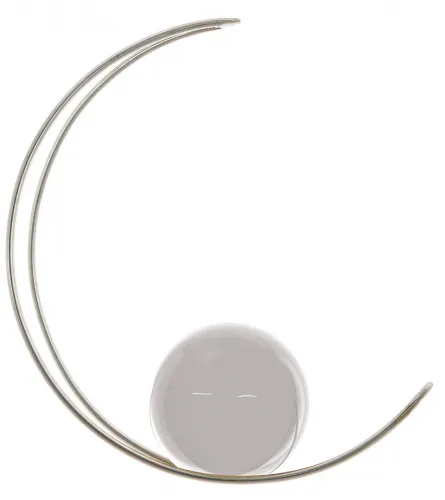 Edelstahl-Aufhängung in mondsichelform - Glaskugel klar 90 mm