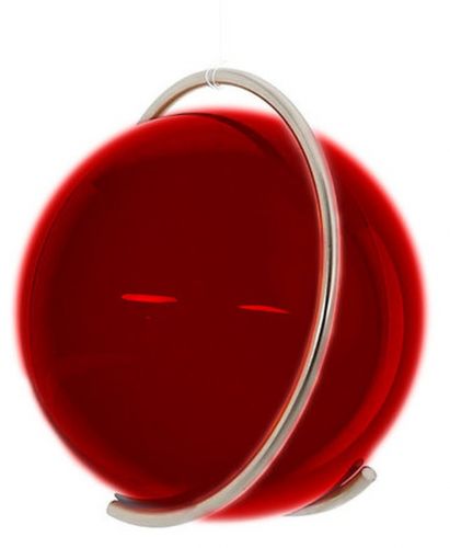 Glaskugel rot mit der Aufhänung aus Edelstahl.