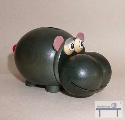 Spardose-Hippo aus Holz farbig