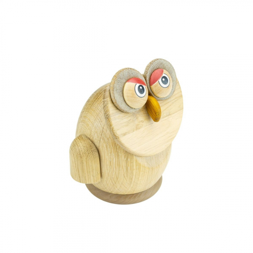 Tierspardose aus Eiche - Massivholz, Motiv Eule natur.