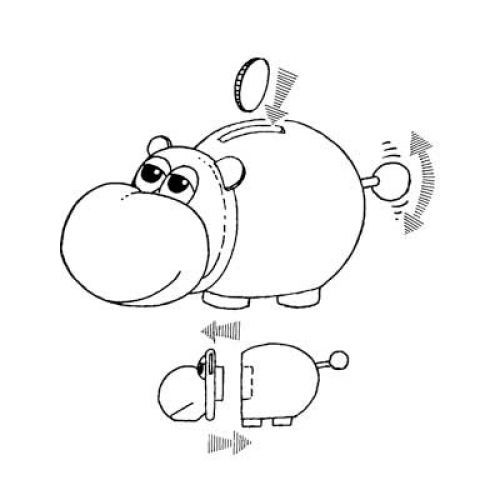 Kinderspardose Hippo-Massivholz klar lackiert