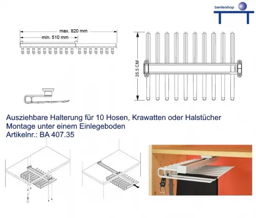 Hosenauszug und Gürtelauszug für den Kleiderschrank