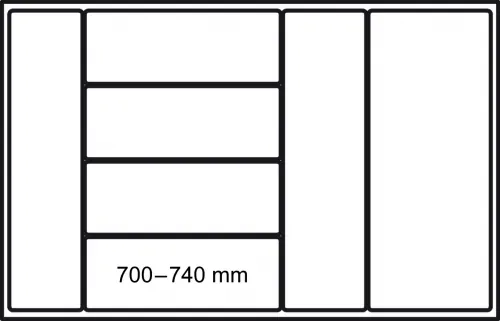 Preview: Besteckeinsatz für 40er Unterschränke, Breite von 700-740 mm.