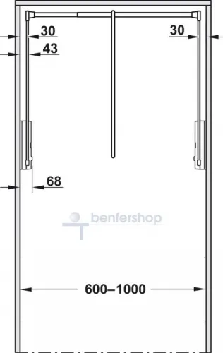 Kleiderlifter für eine lichte Schrankbreite von 60 bis 100 cm.