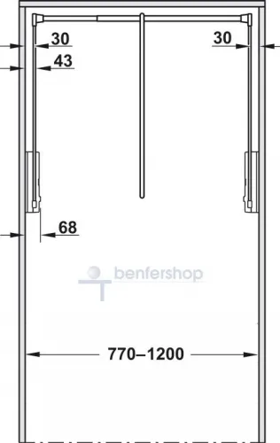 Kleiderlifter für eine lichte Schrankbreite von 77 bis 120 cm.