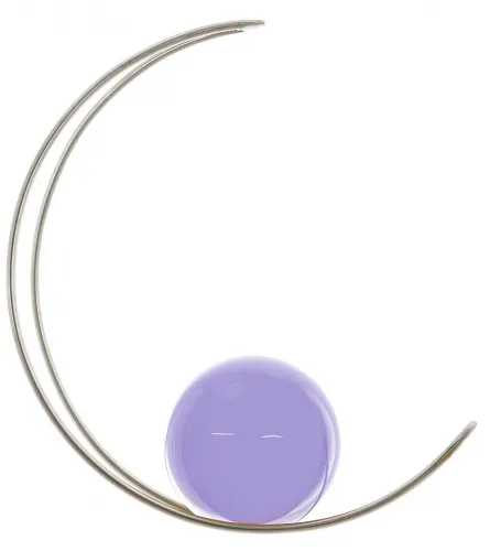Edelstahl-Aufhängung in mondsichelform - Glaskugel amethyst 100 mm