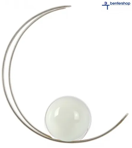 Der hängende Kugelmond aus Edelstahl mit einer Kristallglaskugel, Farbe weiß.