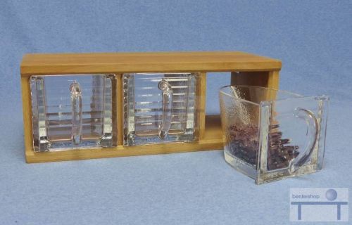 Schüttenkasten aus Holz mit drei Glasschütten gerippt