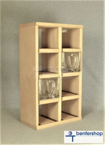 Schüttenkasten senkrecht - zwei Reihen vertikal, inkl. Glas -oder Keramikschütten.
