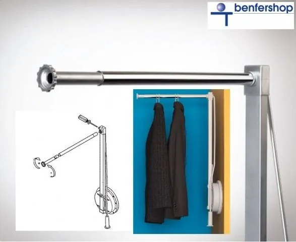 Kleiderlift einseitig - ausziehbare Kleiderstange bis 60 cm