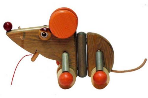Ziehtier- Motiv Maus aus Massivholz