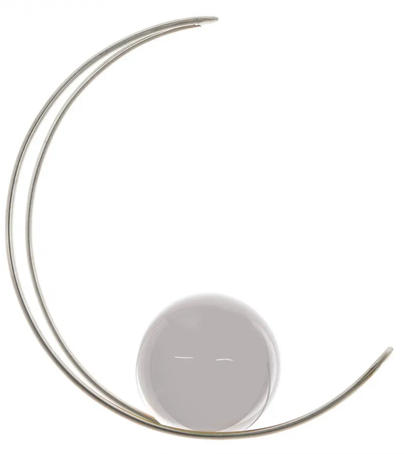 Edelstahl-Aufhängung in mondsichelform - Glaskugel klar 90 mm