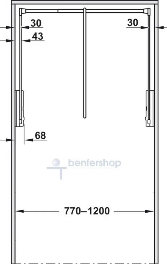 Kleiderlifter für eine lichte Schrankbreite von 77 bis 120 cm.