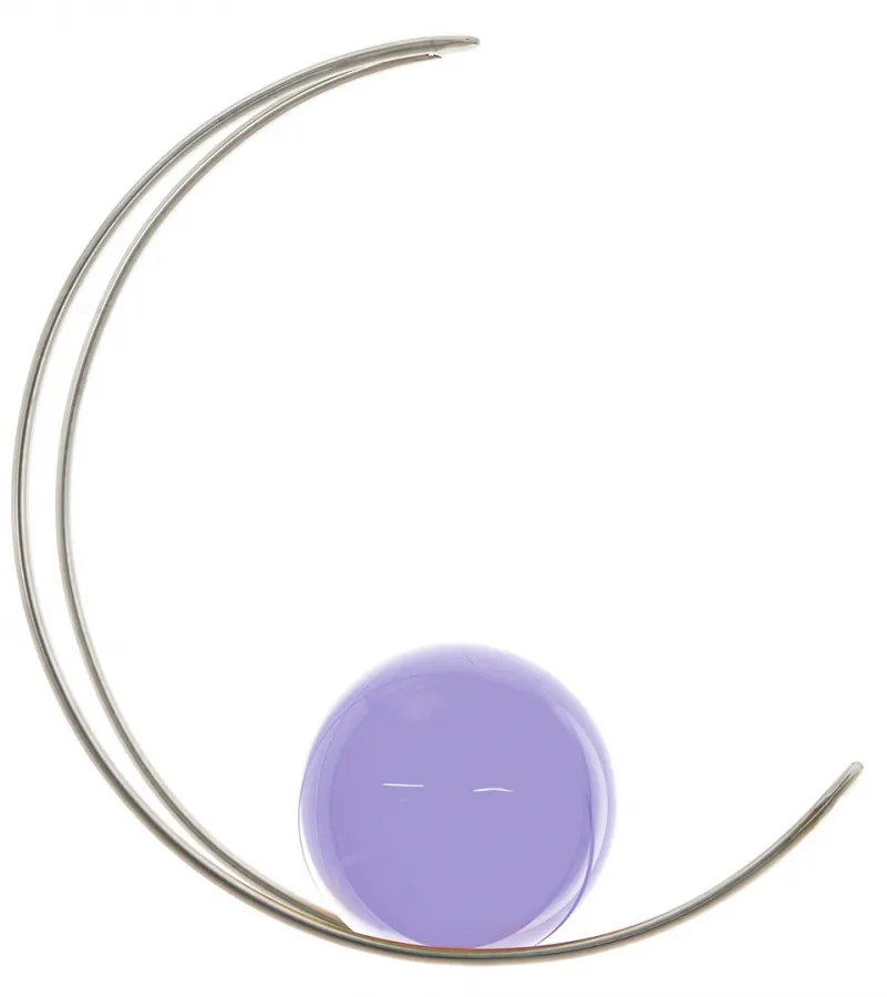 Edelstahl-Aufhängung in mondsichelform - Glaskugel amethyst 100 mm