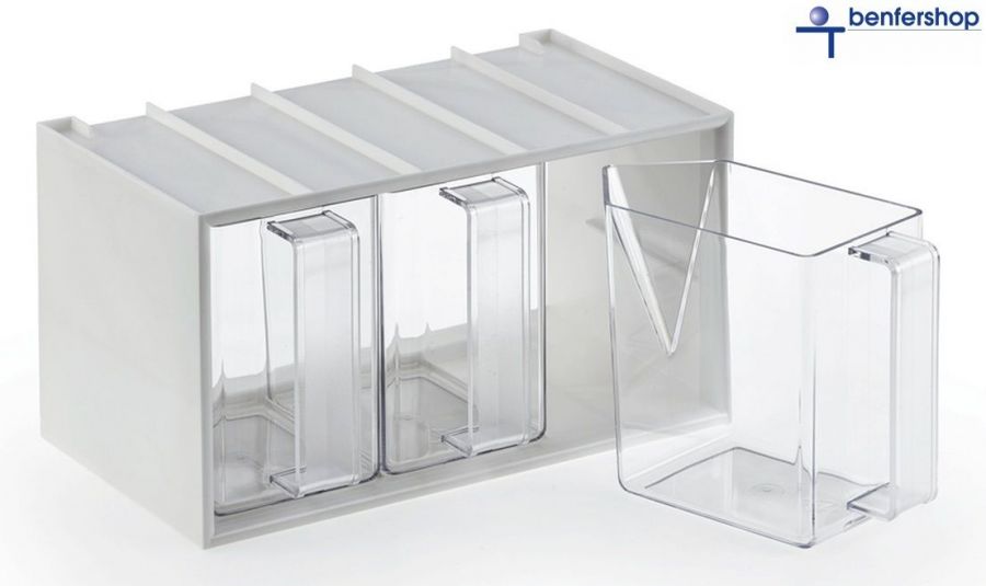 Schüttenkasten aus Kunststoff, inkl. drei Küchenschütten aus Kunststoff | Material glasklar