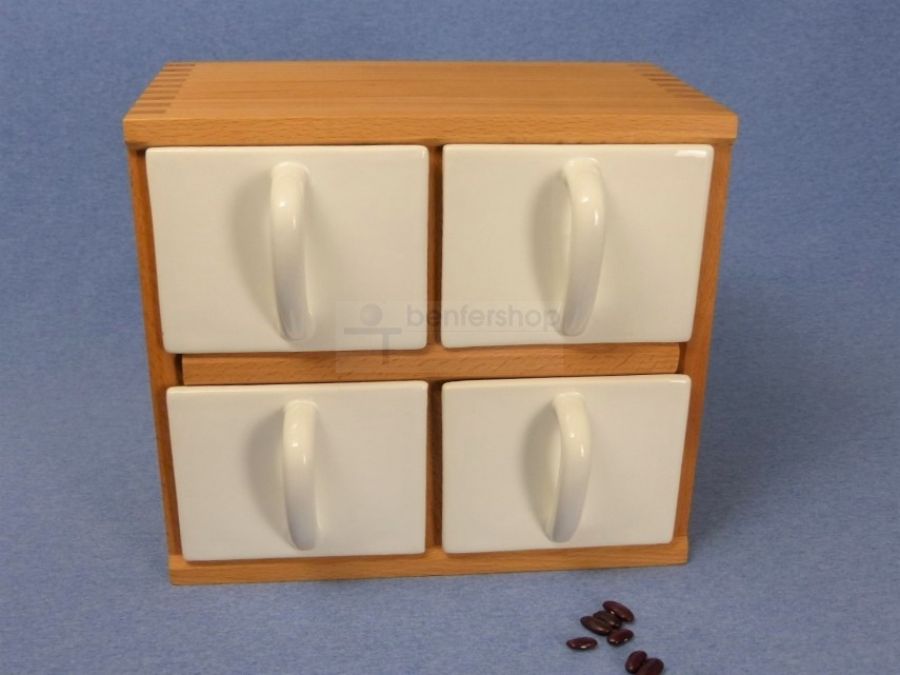 Küchenschütten-Block inkl. vier Keramikschütten, Inhaltsvolumen je 0,9 Ltr.