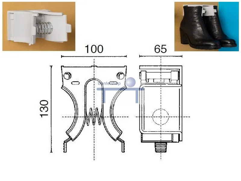 Klemmhalter für Stiefeletten - hängend.