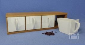 Schüttenkasten aus Holz, inkl. vier Vorratsschütten - Keramik-weiß