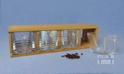 Schüttenkasten aus Holz, inkl. vier Küchenschütten - Bleikristallglas-matt - Inhalt 0,75 Liter