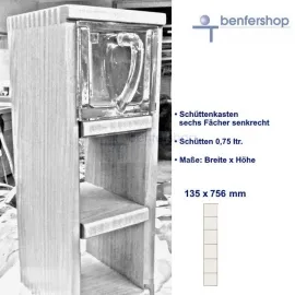 Schüttenkasten senkrecht, 6 Fächer für Küchenschütten 0,75 Liter.