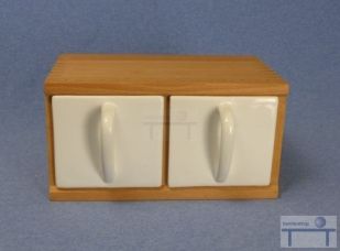 Schüttenkasten aus Holz, inkl. zwei Vorratsschütten - Keramik-weiß