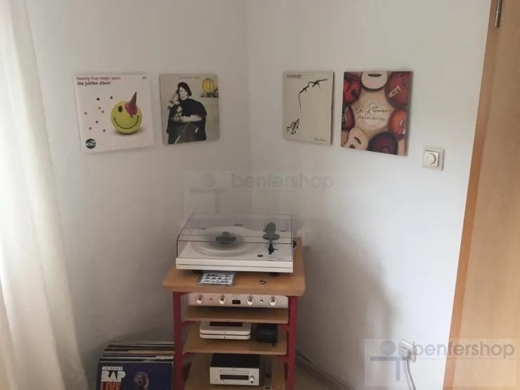 Lp-Vinyl-Zubehör - Unsichtare Befesigung der Plattencover an der Wand.